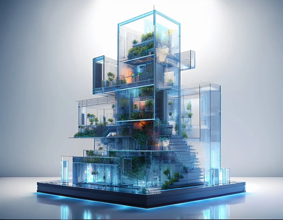 Architectural model representing resilient portfolio composition and asset allocation strategy