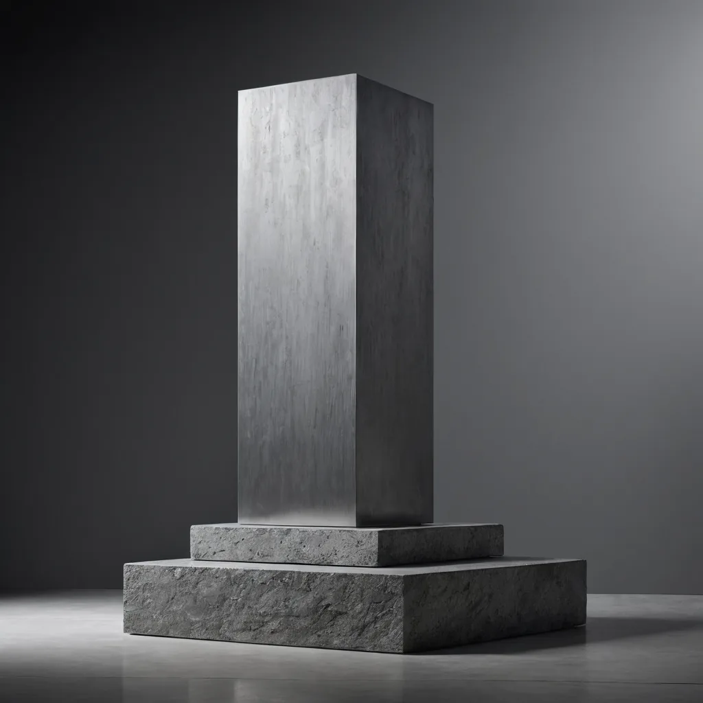 A 90/10 allocation visualized as a balanced architectural composition of metal and stone