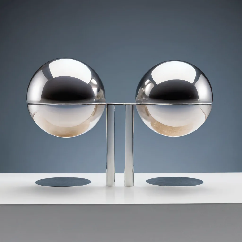 Two mineral spheres balanced on a metal rail, illustrating the balance between rate-cycle tailwinds and demand-driven tailwinds for the utility sector.
