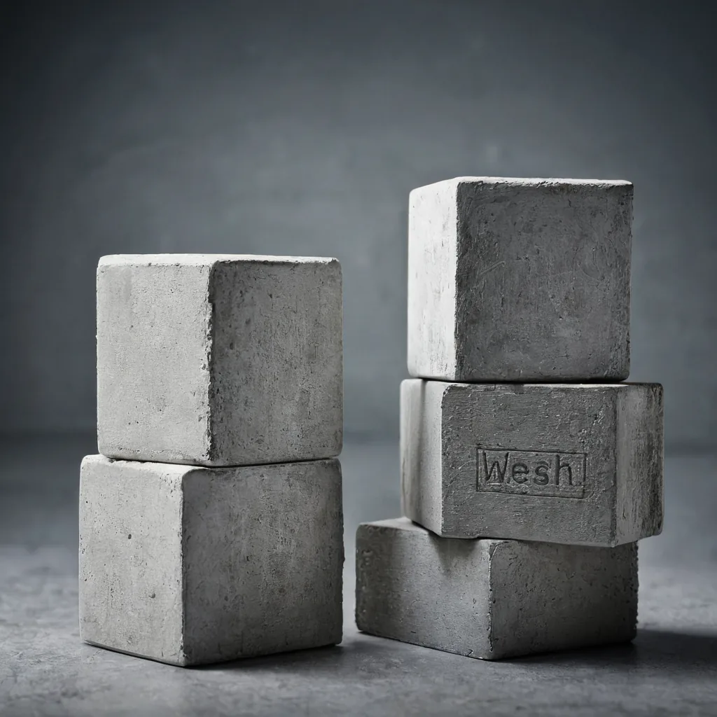 Three stacked concrete blocks representing layered portfolio construction with leveraged satellites on top of a broad-market core.