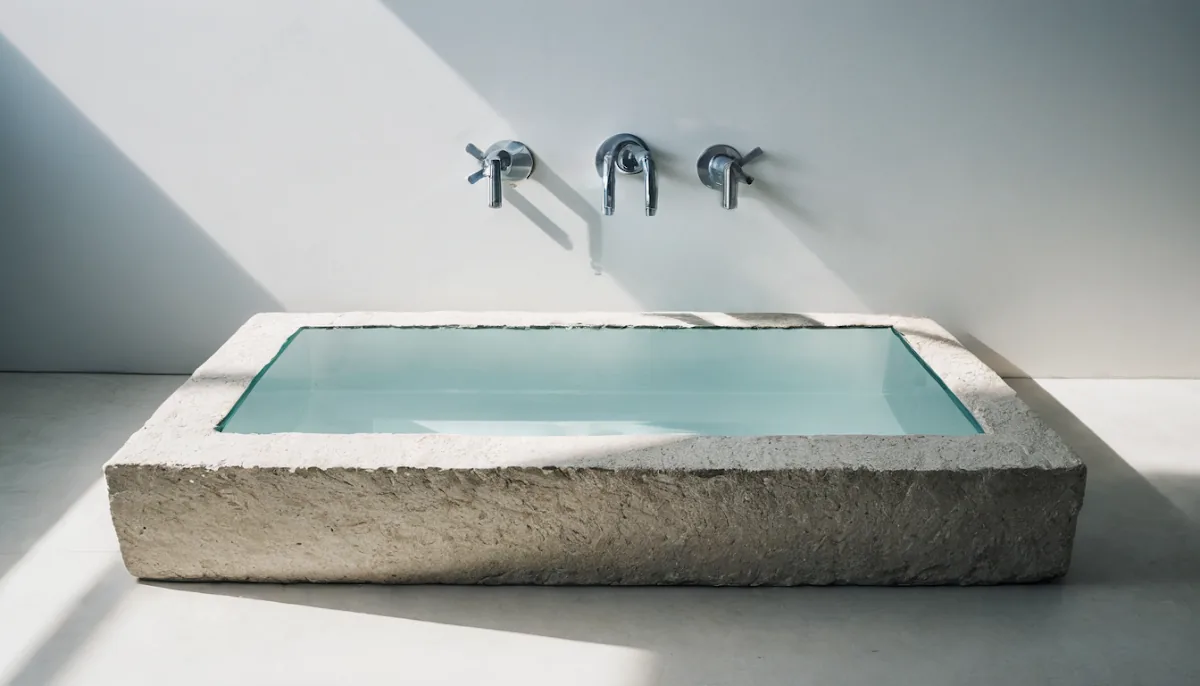 A still stone water basin — cash held with intent rather than as the absence of a decision.